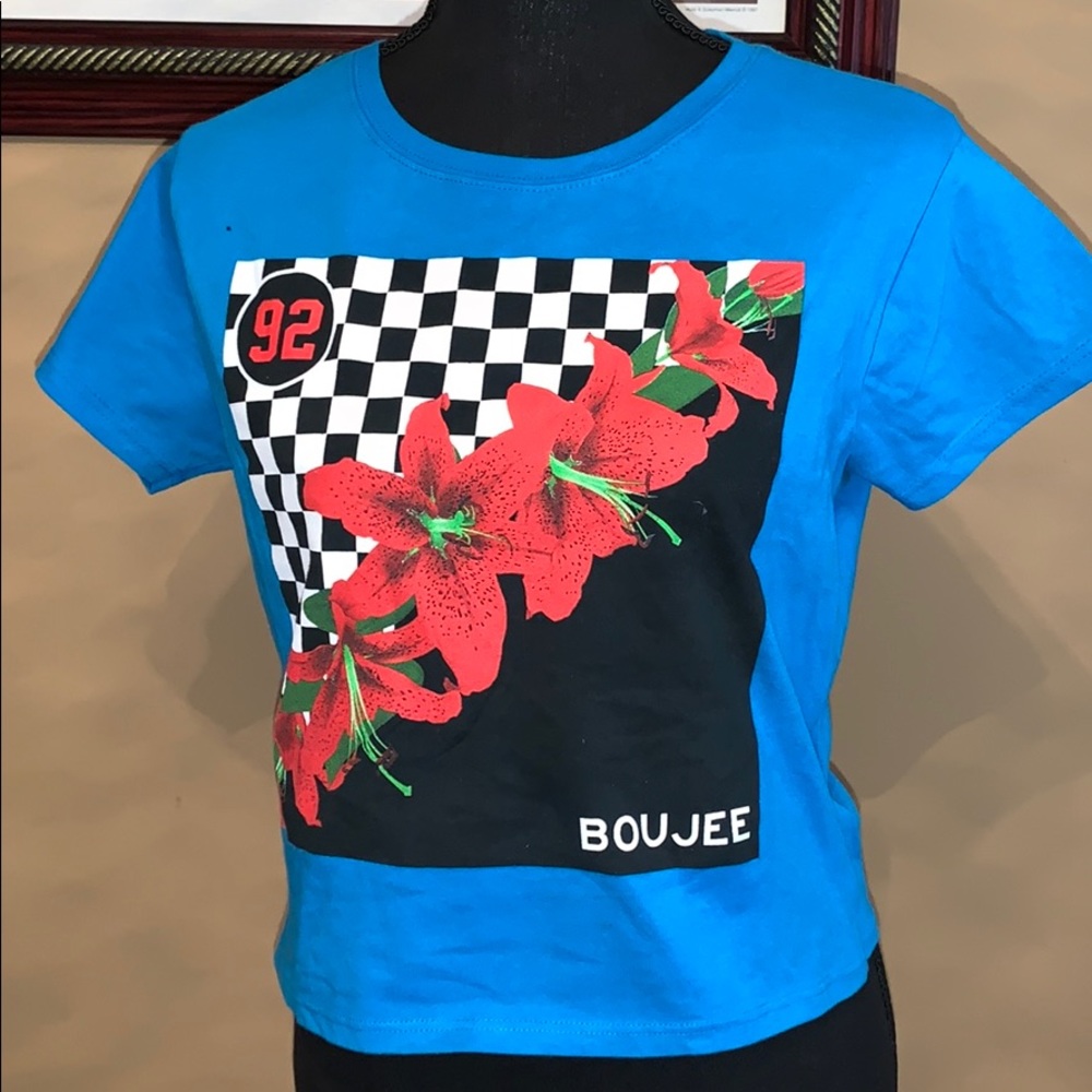 “BOUJEE” Cropped T-Shirt Blue/Black/Red/White